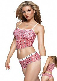 Dot Mesh Cami W/shorts Pink Lg (85616)